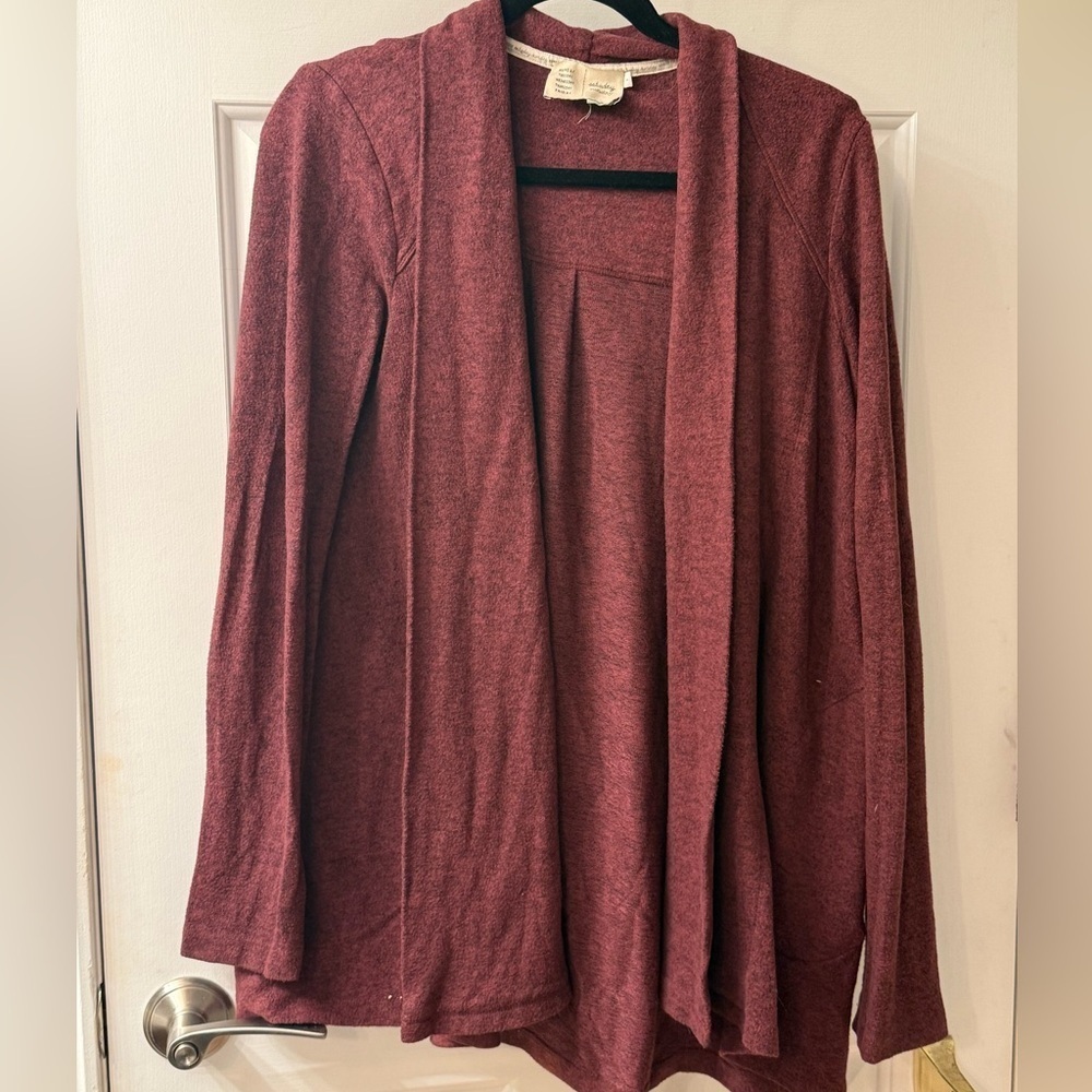 Red Lightweight Knit Cardigan Sweater
